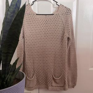 Tan crochet sweater